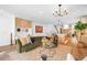Stylish living room with fireplace and comfortable seating open to the kitchen and staircase at 2926 S Cherokee St, Englewood, CO 80110