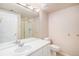 Bathroom with vanity sink and shower at 13806 E Chenango Dr, Aurora, CO 80015