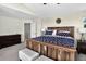 Bright main bedroom with an en-suite bath features stylish furnishings and a large closet at 30889 Manitoba Dr, Evergreen, CO 80439