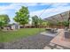 Backyard featuring a large lawn, a covered patio, and a fire pit with comfortable seating at 2075 Oakland St, Aurora, CO 80010