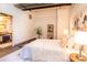 Bright bedroom featuring modern decor and concrete floors and in an industrial space at 1777 E 39Th Ave # 209, Denver, CO 80205