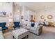 Cozy living room featuring stylish seating, neutral carpet, and plenty of natural light at 23110 York Ave, Parker, CO 80138