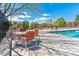 Comfortable poolside patio area with tables and chairs, perfect for relaxing by the pool at 23110 York Ave, Parker, CO 80138