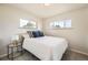 Neutral bedroom with carpet, two windows, and side table at 14505 W 52Nd Ave, Arvada, CO 80002