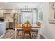Dining area next to updated kitchen with stainless steel appliances and gray colored cabinetry at 7995 E Mississippi Ave # F23, Denver, CO 80247
