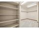 Empty walk-in closet with built-in shelving and carpet at 26426 E Peakview Dr, Aurora, CO 80016