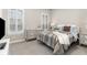 Cozy bedroom with large windows, plantation shutters, dresser, plush carpeting, and neutral color scheme at 21972 E Allenspark Dr, Aurora, CO 80016