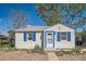 Charming bungalow-style home featuring crisp white siding, blue trim and accents, and a neatly maintained front yard at 5424 Saulsbury Ct, Arvada, CO 80002