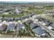 Aerial community view, showing many houses with manicured lawns, streets, and landscaping at 1624 Pinion Wing Cir, Castle Rock, CO 80108