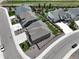 An aerial view of several homes showcasing backyard spaces and neighborhood layout in a residential area at 1624 Pinion Wing Cir, Castle Rock, CO 80108