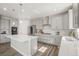 Modern kitchen featuring a large island, stainless steel appliances, and grey cabinetry at 1624 Pinion Wing Cir, Castle Rock, CO 80108