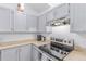 Cozy kitchen with stainless steel appliances and painted cabinets at 2675 S Deframe Cir, Lakewood, CO 80228