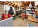 The basement has functional storage with shelving and room for laundry at 2900 S Golden Way, Denver, CO 80227