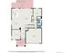 Detailed first floor plan showcasing the kitchen, living room, dining area, bedroom and garage at 11788 Mill Valley St, Parker, CO 80138