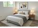 This bedroom features a bed, two lamps and a painting at 2218 Coronado N Pkwy # B, Denver, CO 80229