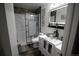 Stylish bathroom featuring glass vessel sink, modern vanity, and updated shower at 7620 Hooker St, Westminster, CO 80030
