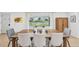 Dining room with hardwood floors, modern decor, a large window, and a stylish table setting at 3285 N Monaco Pkwy, Denver, CO 80207