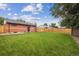 This is a flat backyard featuring a well-maintained lawn, and a wood fence at 7833 Raritan St, Denver, CO 80221