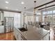 Modern kitchen with stainless steel appliances, a large island with seating, and an open floor plan at 10553 Fairhurst Way, Highlands Ranch, CO 80126