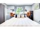 Comfortable bedroom with modern decor featuring a large bed, stylish lighting, and bright window at 12175 Birch St, Thornton, CO 80241