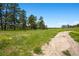 Scenic land with a dirt path, lush trees, and open fields, perfect for recreation and exploration at 2470 Driftwood, Elizabeth, CO 80107