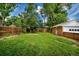 Spacious backyard with lush green lawn and privacy fence perfect for outdoor activities at 2240 S Clermont St, Denver, CO 80222