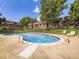 Inviting community pool surrounded by lush greenery and charming brick buildings for a relaxing atmosphere at 5525 S Lowell Blvd, Littleton, CO 80123
