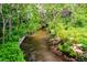 Scenic view of a lush backyard with a flowing stream and abundant greenery at 827 Maxwell Ave # H, Boulder, CO 80304