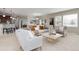 Bright and spacious living room with neutral tones, comfortable seating, and an open-concept layout at 8101 S Quatar Cir, Aurora, CO 80016