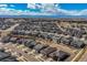An elevated aerial view displaying a community with uniform homes and scenic mountain vistas at 8501 S Rome Way, Aurora, CO 80016