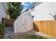 Small storage shed in backyard at 11480 Moline St, Commerce City, CO 80640