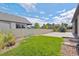 Backyard with a well maintained lawn, concrete patio and a privacy fence at 19802 E 54Th Ave, Denver, CO 80249