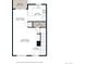 Detailed floor plan showcasing the layout of the lower level, including the kitchen, living room, and dining area at 19216 E Idaho Pl # 102, Aurora, CO 80017