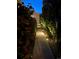 Charming walkway with landscape lighting, leading up to the home's entrance at 4526 Colorado River Dr, Firestone, CO 80504