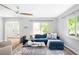 Bright living room with hardwood floors, a comfortable sectional, and large windows at 3055 S Bannock St, Englewood, CO 80110