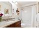 Bathroom with granite vanity and bathtub at 1337 N Ford St, Golden, CO 80403