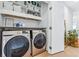 Bright laundry room, featuring a washer and dryer, and ample shelving at 2471 Walnut St, Boulder, CO 80302