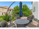 A close-up of patio seating features a comfortable seating arrangement for outdoor gatherings at 5984 S Paris Pl, Greenwood Village, CO 80111