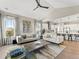 Open-concept living area boasts hardwood floors, bright windows, and a seamless flow into the gourmet kitchen at 3131 Keepsake Way, Castle Rock, CO 80109