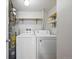 Functional laundry area with washer, dryer, water heater, and shelving at 9797 E Peakview Ave # C10, Englewood, CO 80111