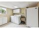 Functional laundry room includes a washer, dryer, cabinet storage, and utility sink for efficient household tasks at 11855 Humboldt Dr, Northglenn, CO 80233