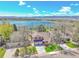 Aerial view of the property with a large lake and mountain backdrop at 2590 W Long Cir, Littleton, CO 80120