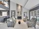 Bright living room with a stone fireplace and large windows creating a cozy atmosphere at 2590 W Long Cir, Littleton, CO 80120