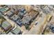 Aerial view shows roof detail, neighborhood proximity and garage location at 1900 S Gilpin St, Denver, CO 80210