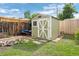 Backyard storage shed perfect for storing all of your tools and lawn equipment at 8190 Raleigh Pl, Westminster, CO 80031