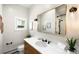 Well-lit bathroom with a large mirror, modern vanity, and stylish fixtures at 3842 Zenobia St, Denver, CO 80212