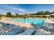 Community pool with lap lanes, surrounded by lounge chairs and lush landscaping at 6647 Lynx Cv, Lone Tree, CO 80124