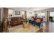 Bright living room featuring hardwood floors, stylish furniture, and a sliding door to an outdoor area at 6193 Saddle Bow Ave, Parker, CO 80134
