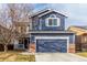 Charming two-story home featuring a two-car garage and a welcoming front porch area at 10212 Kelliwood Way, Highlands Ranch, CO 80126