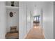 Hallway with built-in storage and a view into the dining area featuring city views at 1750 Wewatta St # 1720, Denver, CO 80202